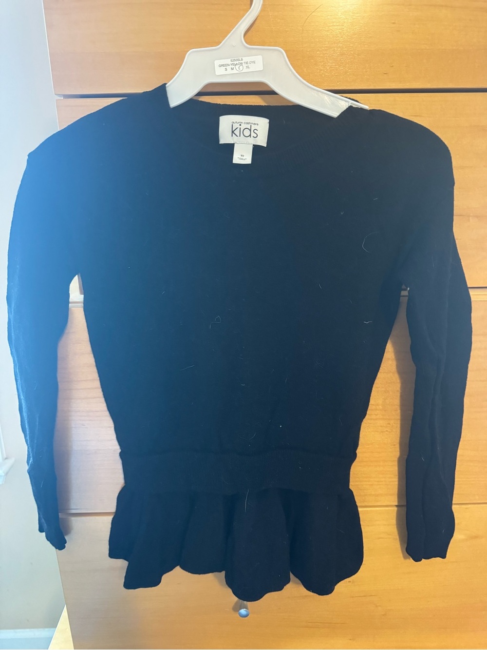 Girls Autumn Cashmere Black Crewneck Peplum Sweater